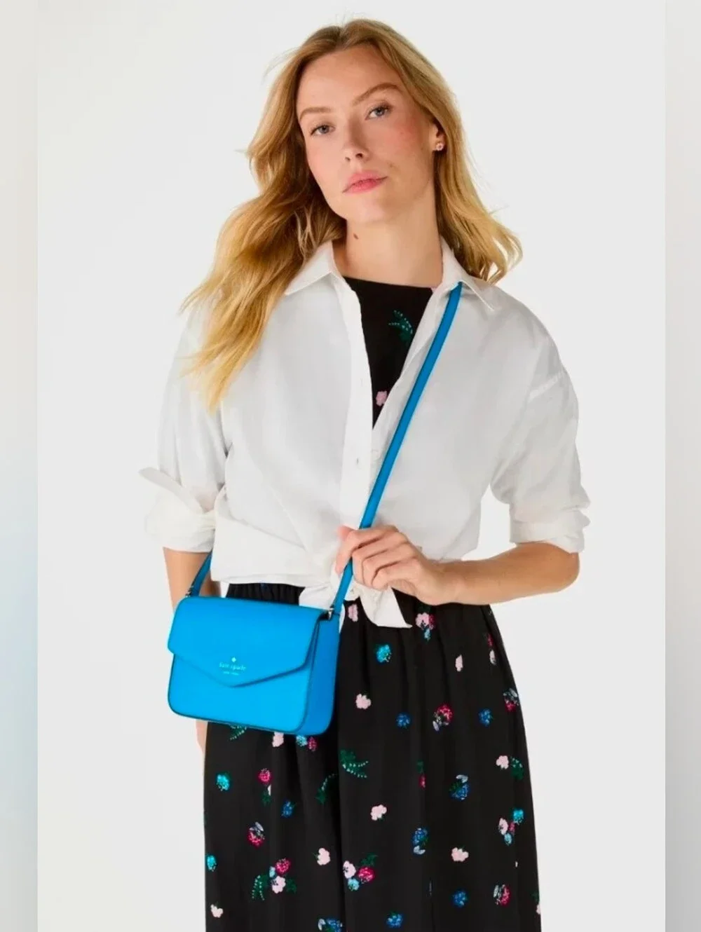 Kate Spade Sadie Envelope CrossbodyBlue Saffiano Leather